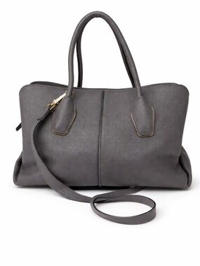 Tod’s Gray Pebbled Leather Satchel Crossbody Bag  Top Handle Designer